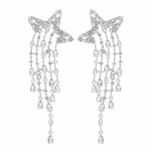 Cercei Janelle, lungi, argintii, in forma de stea, decorati cu pietre - Colectia Celebration imagine