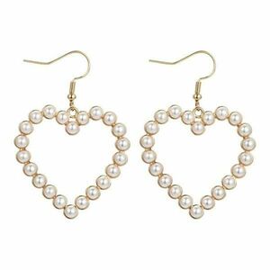 Cercei Cynthia, aurii, in forma de inima, decorati cu perle - Colectia Universe of Pearls imagine