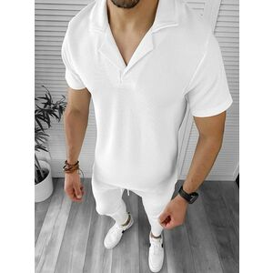 Trening barbati slim fit alb tricou + pantaloni 8207 imagine