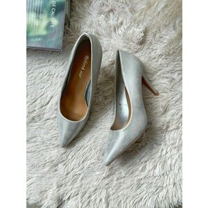 Pantofi eleganti dama cu toc subtire argintii 103 imagine