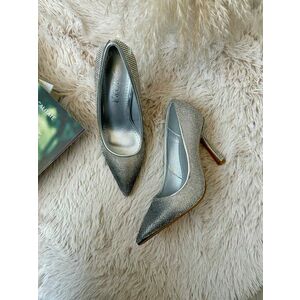 Pantofi eleganti dama cu toc subtire argintii GQ06 imagine