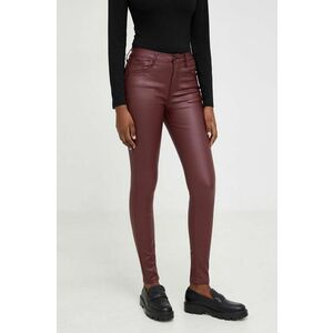 Answear Lab pantaloni femei, culoarea bordo, mulata, medium waist imagine
