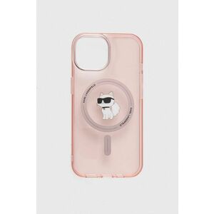 Karl Lagerfeld Husă pentru telefon iPhone 15 / 14 / 13 6.1" culoarea roz imagine