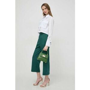 Liviana Conti pantaloni femei, culoarea verde, drept, high waist L4SK78 imagine
