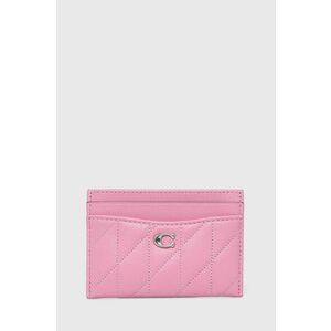 Coach carcasa din piele Essential Card Case culoarea roz imagine