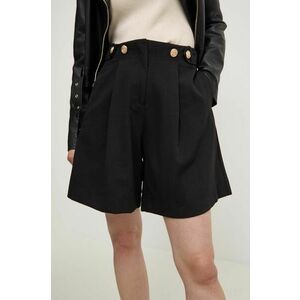Answear Lab pantaloni scurți cu in femei, culoarea negru, neted, high waist imagine
