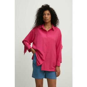 Answear Lab camasa din bumbac femei, culoarea roz, cu guler clasic, relaxed imagine