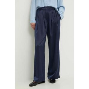 Answear Lab pantaloni femei, culoarea albastru marin, drept, high waist imagine