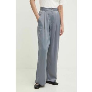 Answear Lab pantaloni femei, culoarea gri, drept, high waist imagine