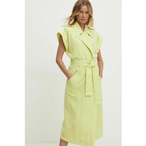 Answear Lab rochie din in culoarea verde, midi, oversize imagine