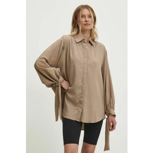 Answear Lab camasa femei, culoarea maro, cu guler clasic, relaxed imagine