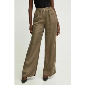 Answear Lab Pantaloni femei, culoarea verde, lat, high waist imagine