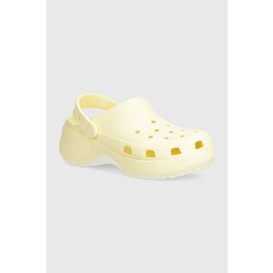 Crocs papuci Classic Platform Clog femei, culoarea galben, cu platforma, 206750 imagine