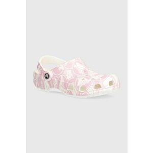Crocs papuci Classic Duke Print Clog femei, culoarea roz, 210003 imagine
