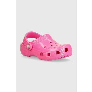 Crocs slapi copii Classic Neon Highlighter Cg culoarea roz imagine