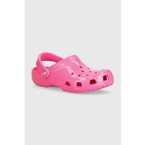 Crocs slapi copii Classic Neon Highlighter Cg culoarea roz imagine