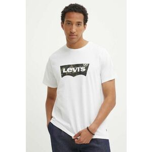 Levi's tricou din bumbac barbati, culoarea alb, cu imprimeu imagine