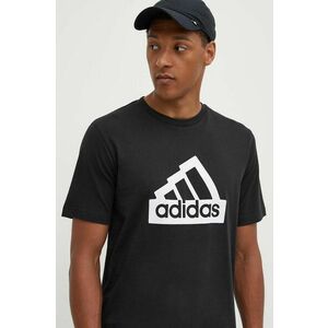 adidas tricou din bumbac Essentials barbati, culoarea negru, cu imprimeu, IW2702 imagine