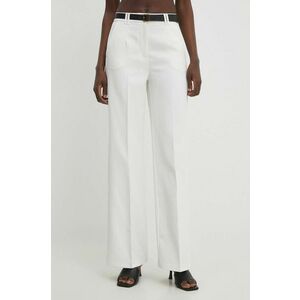 Answear Lab pantaloni femei, culoarea alb, lat, high waist imagine