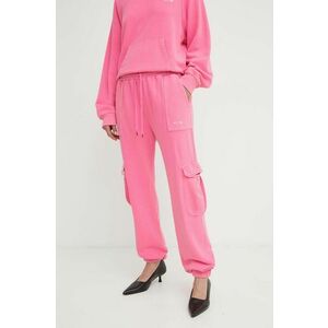 K+LUSHA pantaloni de trening din bumbac culoarea roz, neted, KLZOE TJ008PX imagine
