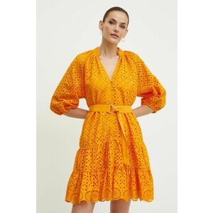 Morgan rochie din bumbac RFLAM culoarea portocaliu, mini, drept, RFLAM imagine
