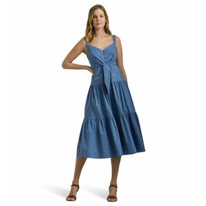 Imbracaminte Femei LAUREN Ralph Lauren Cotton-Blend Tie-Front Tiered Dress Pale Azure imagine