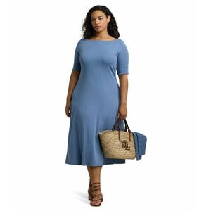 Imbracaminte Femei LAUREN Ralph Lauren Plus-Size Stretch Cotton Midi Dress Pale Azure imagine