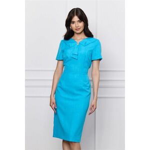 Rochie DY Fashion albastra cu aplicatie tip cravata imagine