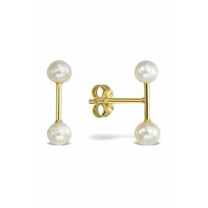 Cercei de aur de 14K cu tija si perle - Auriu imagine