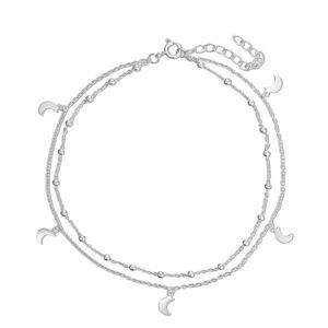 Bratara de glezna din argint Double Chain and Half Moon imagine