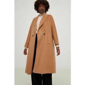 Answear Lab palton de lana culoarea bej, de tranzitie, oversize imagine