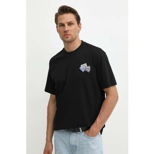Lacoste tricou din bumbac bărbați, culoarea negru, cu imprimeu imagine