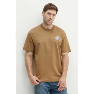 Lacoste tricou din bumbac bărbați, culoarea maro, cu imprimeu imagine