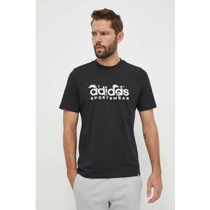 adidas tricou din bumbac bărbați, culoarea negru, cu imprimeu IS2863 imagine