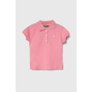 United Colors of Benetton tricou polo copii culoarea roz, cu guler imagine