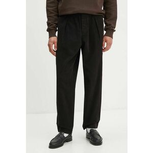 Universal Works pantaloni de catifea cord PLEATED TRACK PANT culoarea maro, drept, 29519 imagine