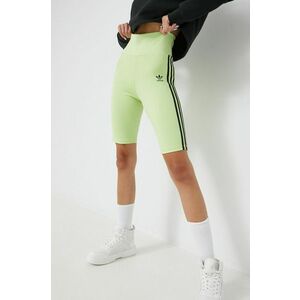 adidas Originals pantaloni scurți Trefoil Moments femei, culoarea verde, cu imprimeu, high waist HE0407-PULLIM imagine