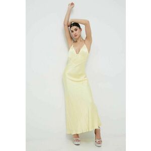 Bardot rochie culoarea galben, maxi, drept imagine
