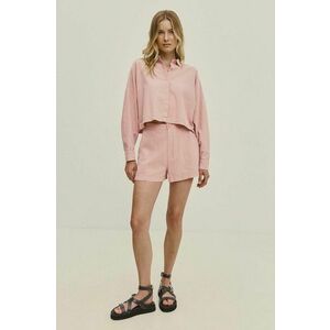 Answear Lab pantaloni scurți cu in culoarea roz, neted, high waist imagine