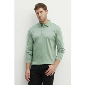 BOSS longsleeve din bumbac culoarea verde, neted, 50468392 imagine