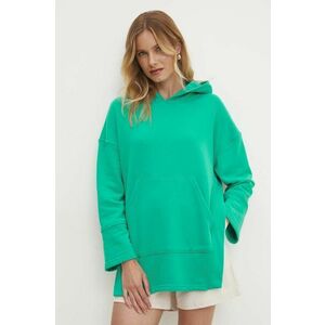 Answear Lab bluza femei, culoarea verde, cu glugă, neted imagine