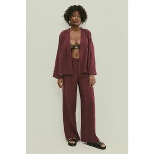 Answear Lab pantaloni femei, culoarea bordo, lat, high waist imagine