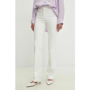 Answear Lab pantaloni femei, culoarea alb, mulata, high waist imagine