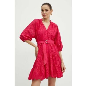 Morgan rochie din bumbac RFLAM culoarea roz, mini, evazati, RFLAM imagine