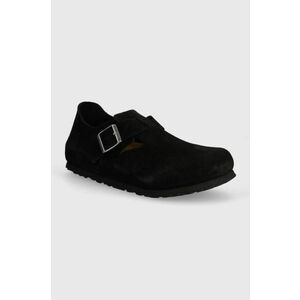 Birkenstock pantofi de piele intoarsa London femei, culoarea negru, cu toc plat, 1028078 imagine
