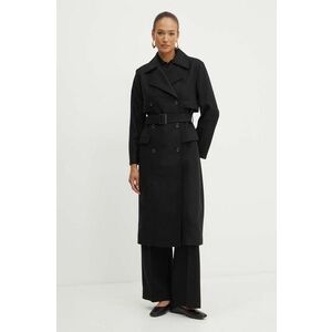 BOSS palton de lana culoarea negru, de tranzitie, cu doua randuri de nasturi, 50518503 imagine