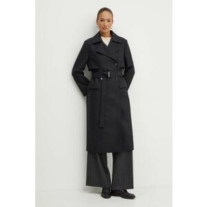 BOSS palton de lana culoarea negru, de tranzitie, cu doua randuri de nasturi, 50518503 imagine