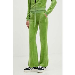 Juicy Couture pantaloni de trening din velur CAISA culoarea verde, neted, JCSEBJ008 imagine
