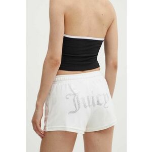 Juicy Couture pantaloni scurti TAMIA SHORTS femei, culoarea alb, cu imprimeu, high waist, JCWH121001 imagine