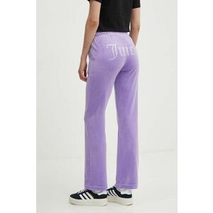 Juicy Couture pantaloni de trening din velur TINA culoarea violet, cu imprimeu, JCAPW045 imagine